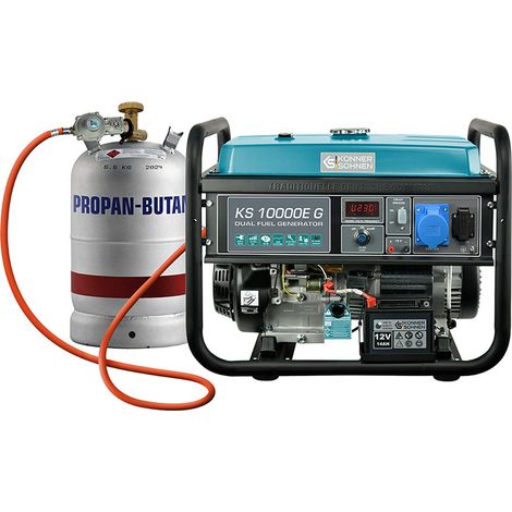 Könner & Söhnen KS 10000E G Generador de energía híbrido 8000 vatios, DUAL FUEL Gasolina / GLP, E-Start, 1x16A (230V), 1x32A (230V), 12V