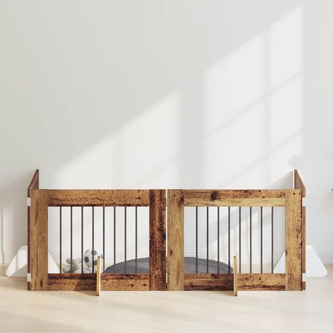 Puerta de perro con soportes 4 pcs Madera envejecida 80 x 60 cm