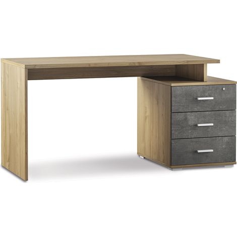 Scrivania da Ufficio 3 Cassetti 154x76x55 cm Noce Stelvio/Noce (1/4)
