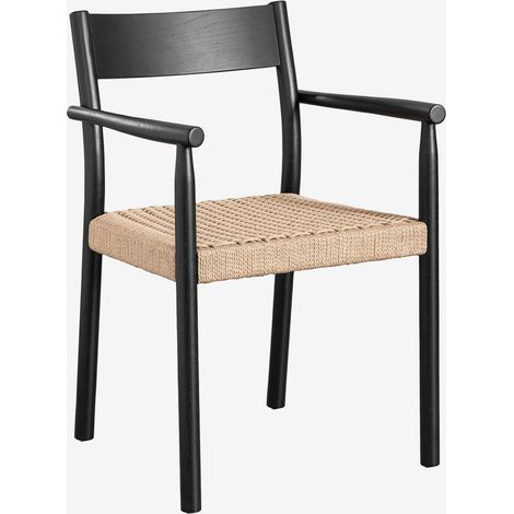 Sedia da giardino in legno di rovere e corda intrecciata Mara SKLUM            
