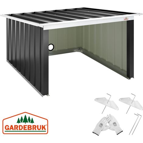 GARDEBRUK® Metal Weatherproof Robot Lawnmower Garage Automatic Garden Grass Lawn Mower Shelter Auto Mower Carport Protective Weather Resistant Cover Anthracite/Green Pultdach Anthrazit (de) (1/5)