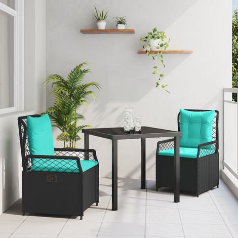 Conjunto de Comedor de Jardín 3 pcs Negro ratán sintético vidaXL (1/5)