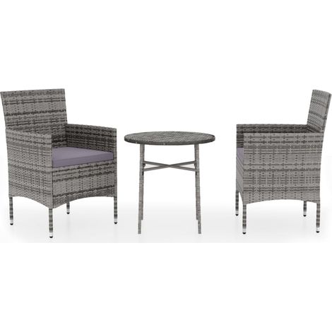 Maison Exclusive - 3-tlg. Garten-Essgruppe Poly Rattan Grau