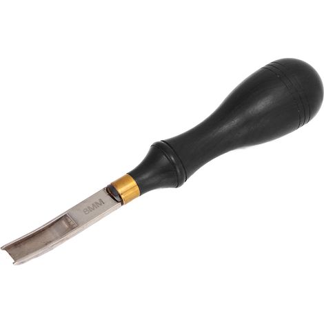 Biseau de finition cuir professionnel 8mm, outil artisanal DIY, couteau à biseauter large avec manche en bois d'ébène, pour maroquinerie et travail du cuir. (1/5)