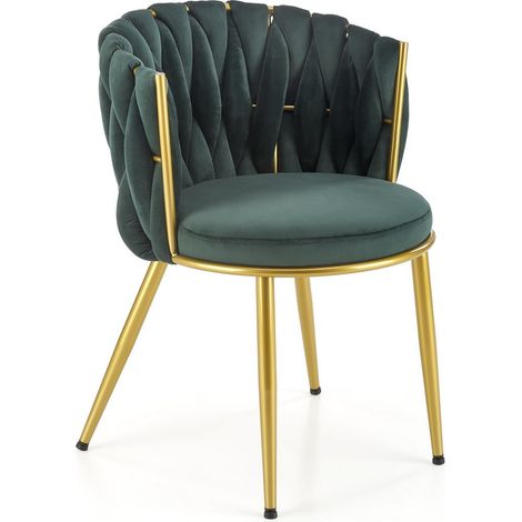 Chaise verte design avec pieds dorés Rumba (1/5)