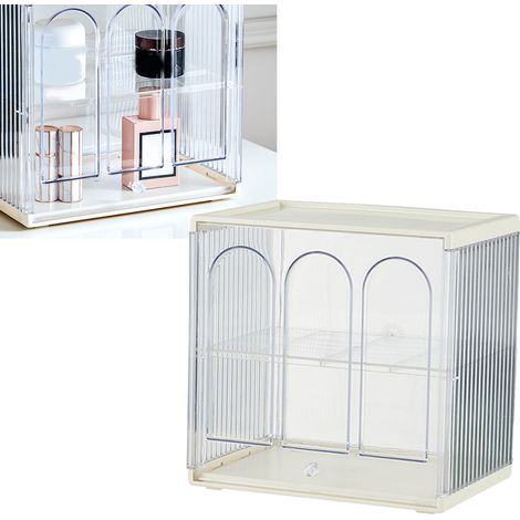 Organisateur de rangement pour tasses de bureau en plastique transparent, boîte de rangement pour tasses à eau et à café, blanc laiteux (1/5)