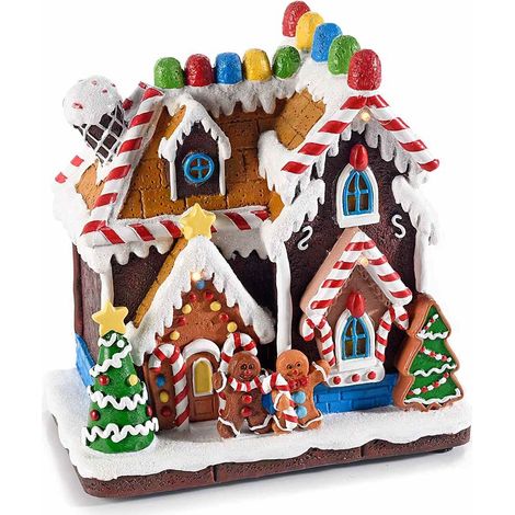 Casetta di Natale in Resina con Suoni Carillon Natalizio Decorazione per la Casa Idea Regalo (1/4)
