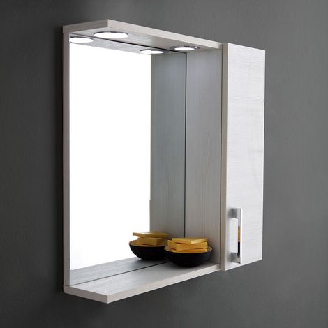 Espejo De Baño De Roble Blanco Con Luz Led (1/5)