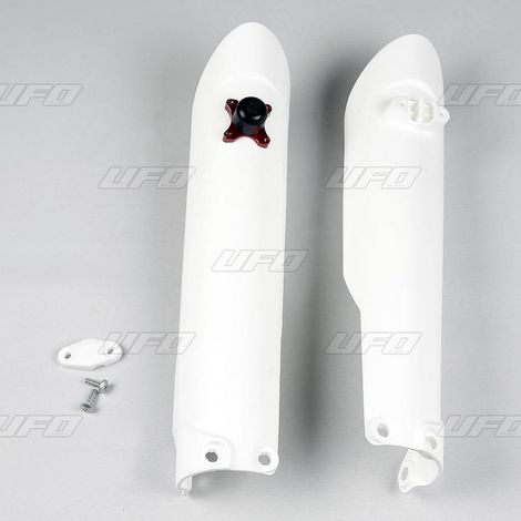 Protezioni anteriori telescopiche UFO (ammortizzatori) per KTM SX / SX-F '15-'21 con blocco, colore bianco 2020