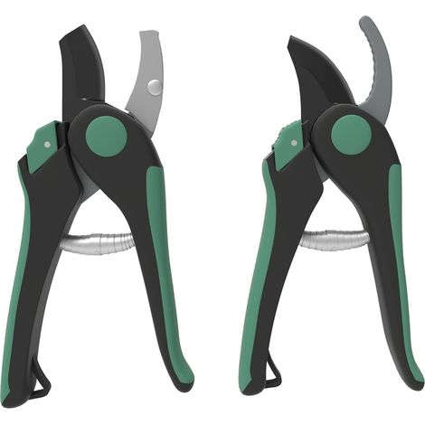 Sécateur 2 pièces, sécateur de jardin, sécateur à dérivation, sécateur à enclume, ensemble d'outils de jardinage - Vert (1/5)