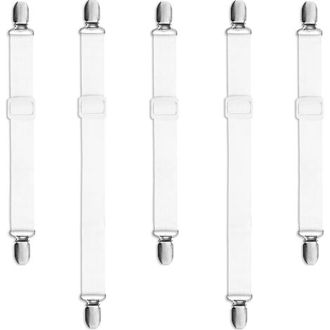 Pinces élastiques pour nappe – Lot de 5 (blanc), réglables pour tables et bancs (1/3)