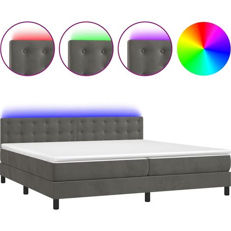 Maison Exclusive - Letto a Molle con Materasso e LED Grigio Scuro 200x200 cm (1/5)