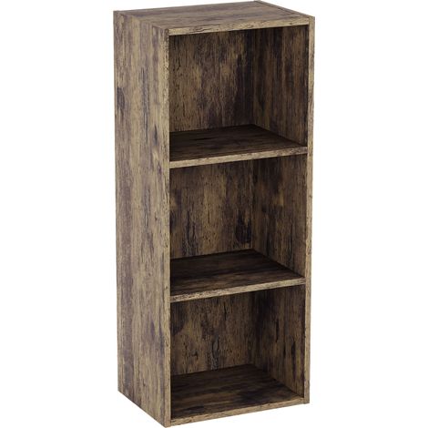 Oxford 3 Tier Cube Bookcase, Dark Wood (1/5)