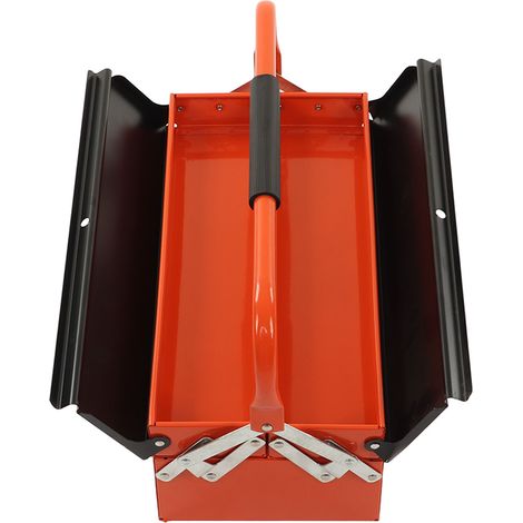 Coffre à outils cantilever métal roulant pliable portable rangement entretien auto 2 niveaux 3 bacs L 420mm (1/5)