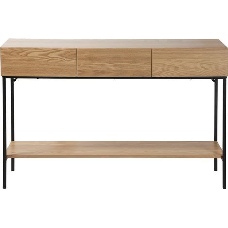 CALICOSY - Console 3 tiroirs avec 1 tablette décor bois et métal L120 cm TESSA (1/5)