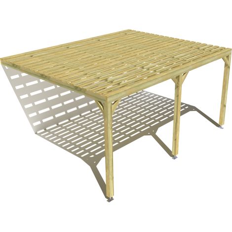 Pergola bois • 5m x 4m • adossée • sens profondeur • platelage bois • livraison comprise