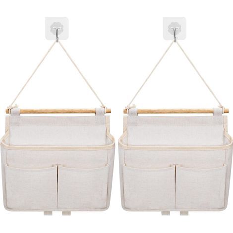 Set di 2 borse organizer da appendere a parete (beige) (1/5)