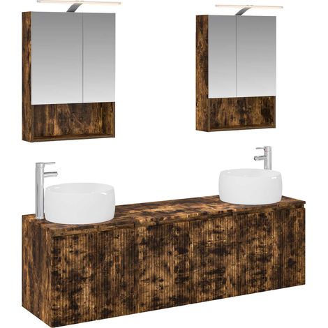 Bathroom Cabinet Set 5 pcs Smoked Oak Engineered Wood vidaXL (1/5)
