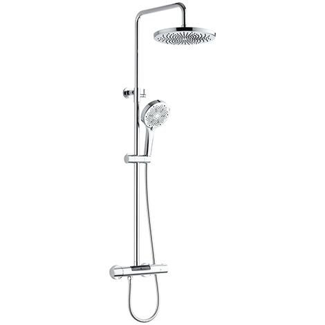 Edouard Rousseau – Colonne de douche thermostatique EKOGEST XL – Écran de contrôle température et consommation – Tête orientable Ø 250 mm – 3 jets – Économie d’eau 8 L/min
