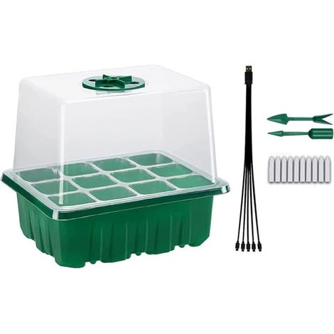 Plateau de démarrage de graines avec lampe de croissance, kit de démarrage de graines (lot de 5), taux de germination accru et humidité réglable. (1/4)