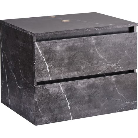 Wall Mounted Washbasin Cabinet SERRA 60 cm Black Marble