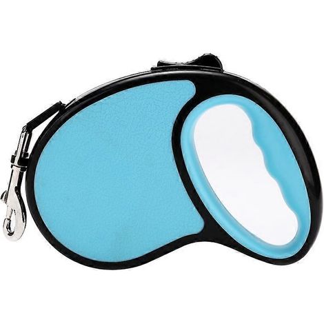 Laisse rétractable pour chien, 4,9 m [bande en nylon résistant] 360° anti-nœuds pour chiens de petite et moyenne taille jusqu'à 13,6 kg, frein à une main, pause, verrouillage (bleu clair) (1/5)