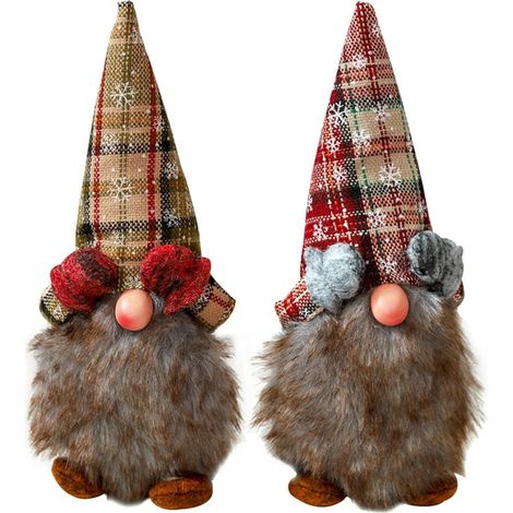 2 Figurines Noël, personnages sans visage, décoration maison, fibre holographique, salon bureau (1/5)