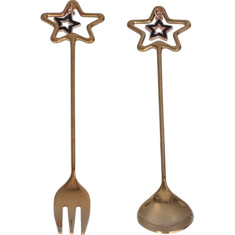 Cuillère pendentif innovante, fourchette à dessert multifonctionnelle en forme d'étoile, idéale pour les mariages, la cuisine et les hôtels. (1/5)