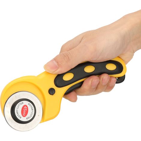 Cutter rotatif 45mm avec lames pour tissu, cuir, papier, vinyle - Outil DIY, patchwork et couture