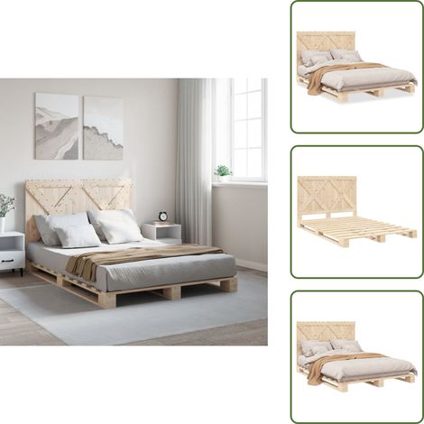 The Living Store Giroletto con Testiera 160x200 cm in Legno Massello di Pino - Letto con testiera
