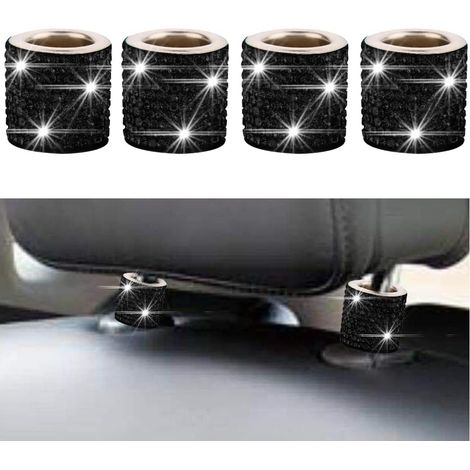 Colliers d'appuie-tête de voiture, décorations intérieures en cristal brillant effet diamant glacé, accessoires de siège automobile en strass (noir)