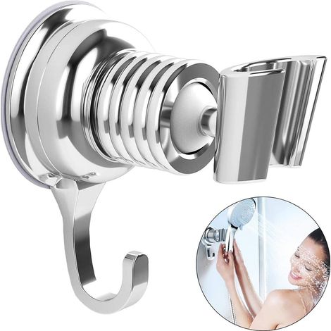 Support de douche chromé de remplacement, réglable à 360°, amovible. (1/5)