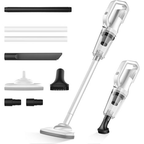 Aspirateur Balai Sans Fil Sans Sac 12000Pa Avec Lumiere Frontale LED Batterie 6000mAh Autonomie 30 min Charge 4-5h Aspirateur à Main pour Sols Durs de la Maison, Moquette, Animaux Domestiques, Voitur