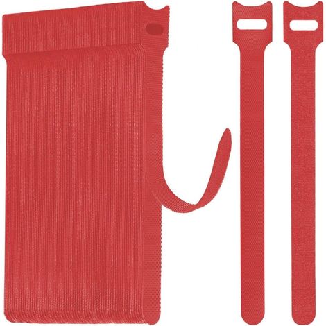 Klett Kabelbinder 70 Stück, Wiederverschließbar, 15cm, Rot (1/5)