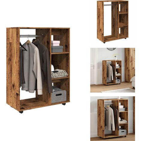 Garde-robe vieux bois 80x40x110 cm bois d'ingénierie - Garde-robe - Garde-robes - Armoire De Rangement - Placard (1/5)