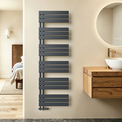 S’AFIELINA Sèche-serviettes eau chaude 794W Lateral connection Tube plat Sans vanne Anthracite 160×500mm