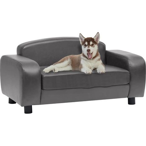 Canapé pour chien, Lit pour animal, Fauteuil pour chien Gris 80x50x40 cm Similicuir MJU3885 (1/5)