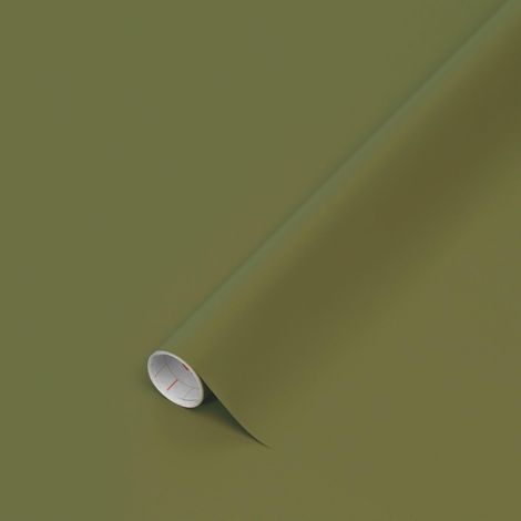 papier adhésif pour meuble vert olive - film autocollant décoratif rouleau vinyle - pour cuisine, porte, table - décoration revêtement peint stickers collant - 45 cm x 2 m (1/4)
