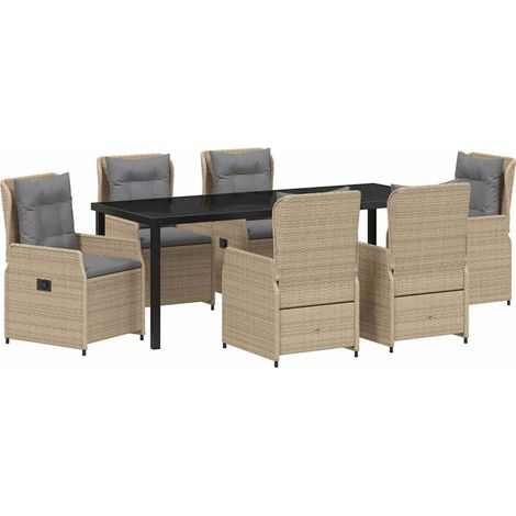 Maison Exclusive - Set da Pranzo per Giardino 7 pcs Beige e Grigio Chiaro
