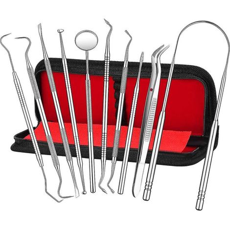 Ensemble de soins dentaires de 10 pièces, instrument de dentiste en acier inoxydable, outils dentaires (1/5)