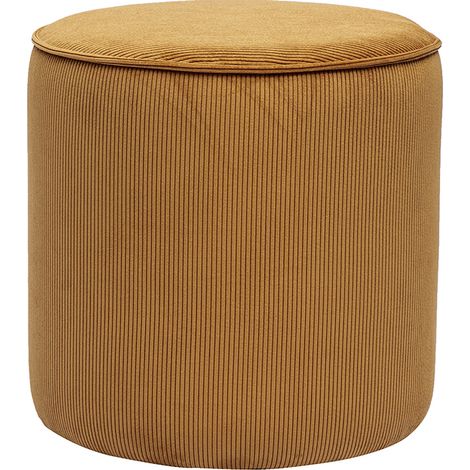 Pouf rotondo in velluto a coste giallo curry D40 cm PAUL