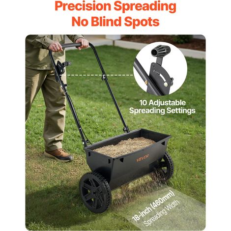 Épandeur Engrais Capacité 22,6 kg Épandeur à Semence Largeur Épandage 46 cm Semoir à Pousser pour Semer les Graines, Jardinage, Pel… (1/5)