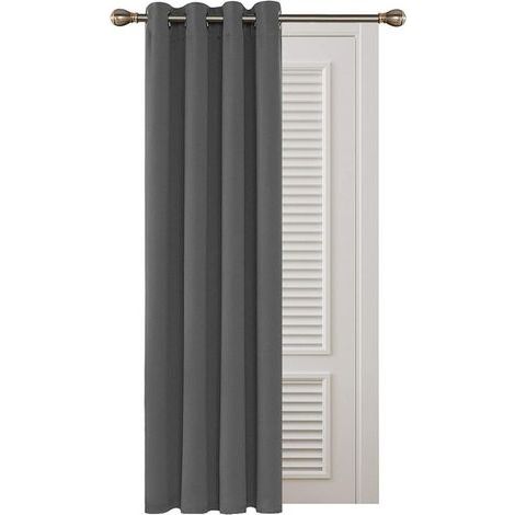 Rideaux occultants isolants, 132x160 cm (L x H), rideaux salon et chambre, design moderne, avec œillets, gris clair, 1 pièce (1/3)