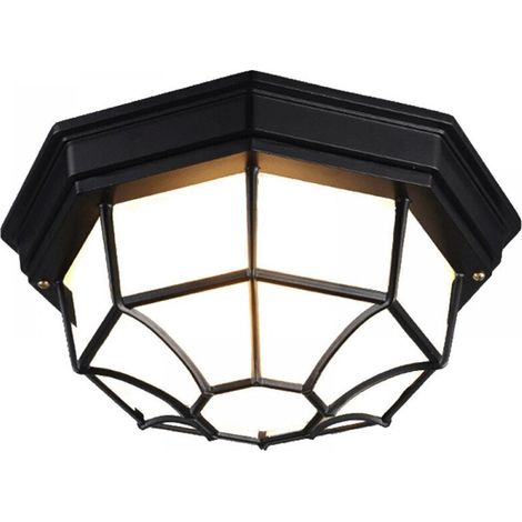 Plafonnier/applique murale LED 12 W d'extérieur avec détecteur de mouvement, finition métal/verre classique, noir, éclairage extérieur (1/5)