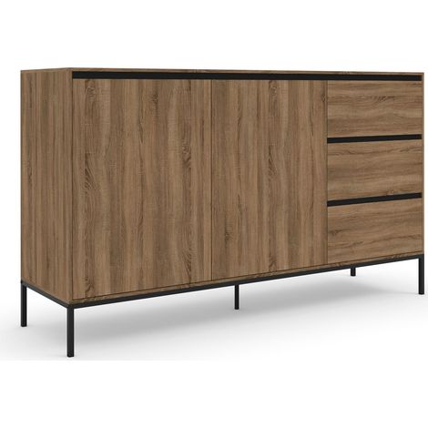 Buffet avec 2 portes / 3 tiroirs effet chêne (1/5)