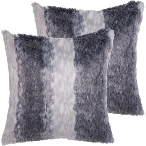 Conjunto de 2 cojines de acrílico gris 45 x 45 cm cremallera liso boho sala de estar dormitorio Hordeum