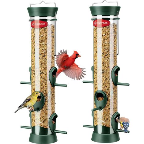 Vogelfutterspender 38cm mit 6 Anflugstangen für Wildvögel, ganzjährig