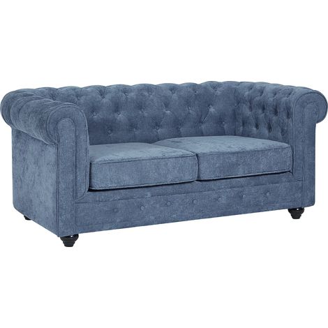Divano 2 posti in tessuto blu CHESTERFIELD (1/5)