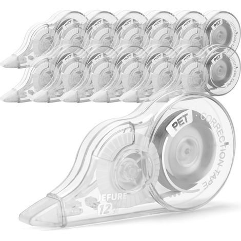 Irovami Ruban correcteur 12m lot 12 – Résistant, transparent 0.5cm – Idéal pour école, bureau, journal (1/5)