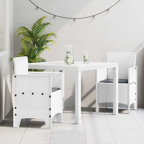 Garden Dining Set 3 pcs White Polt rattan vidaXL (1/5)